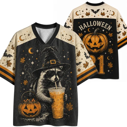 2026 Hot Selling Retro Funny Dark Pumpkin Print Halloween Fashion Jersey for Adults and Children Plus Size Sports Gift T-shirt