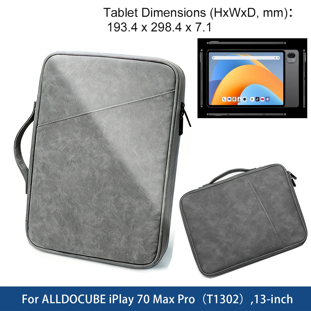 Funda para ALLDOCUBE iPlay 70 Max Pro T1302, funda para tableta de 13 pulgadas, funda suave de PU a prueba de golpes con doble almacenamiento, funda portátil