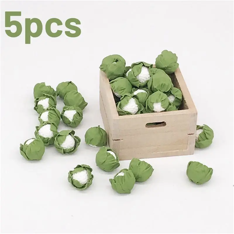AINY-5 piezas Mini casa de muñecas de verduras de arcilla hecha a mano casa de muñecas de repollo chino para cocina