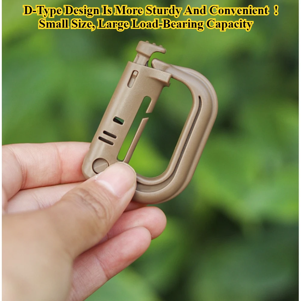 10PCS Outdoor Multifunctional D-Type Buckle Storage Mount  High Strength Lightweight Portable Press Backpack Clip Travel Camping