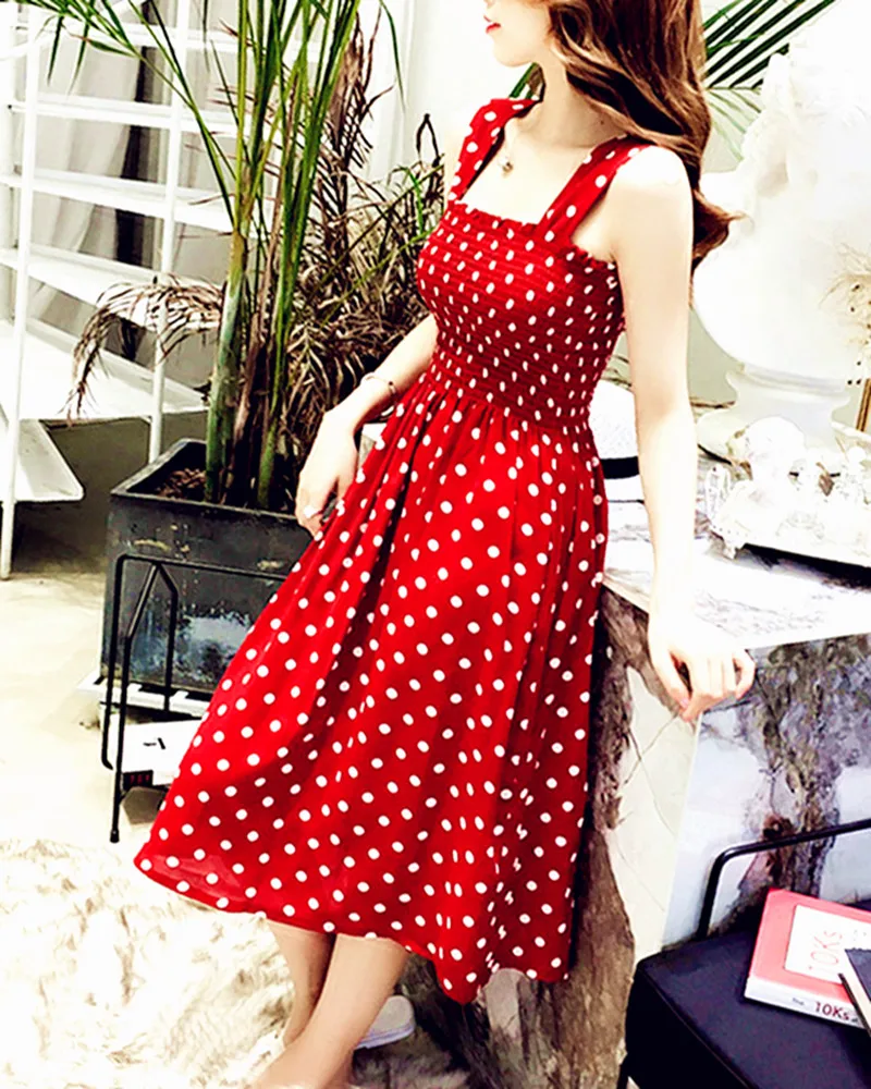 2025 Estate Befree Beach Lungo Vintage Puntini Casual Ruffles Elegante Maxi Strap Camis Setoso 5XL Abito Abiti Donne Sexy