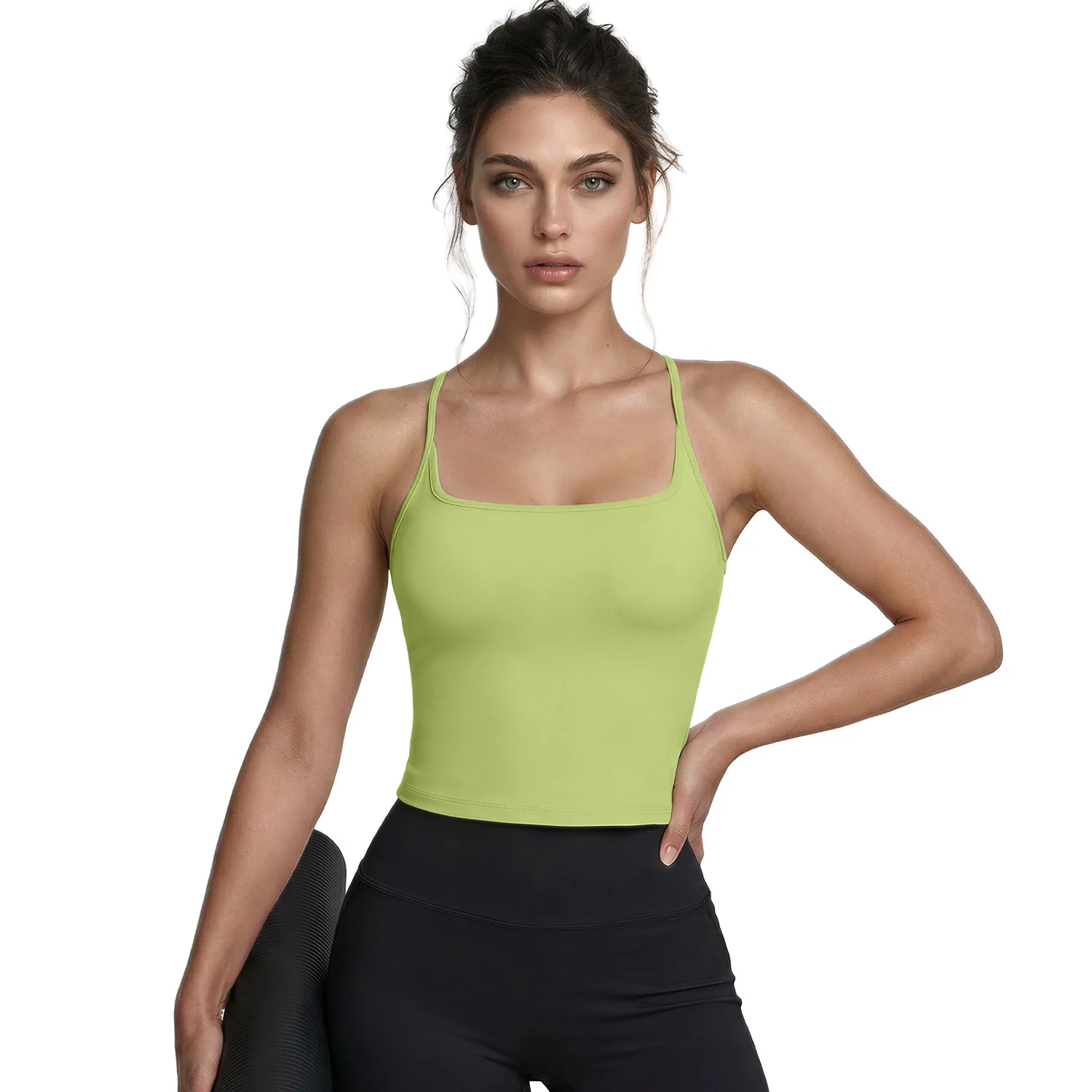 U-neck High Elastic Sports Underwear Beautiful Back Women's Summer Shock-proof Gathering I-shaped Back Yoga Fitness Vest