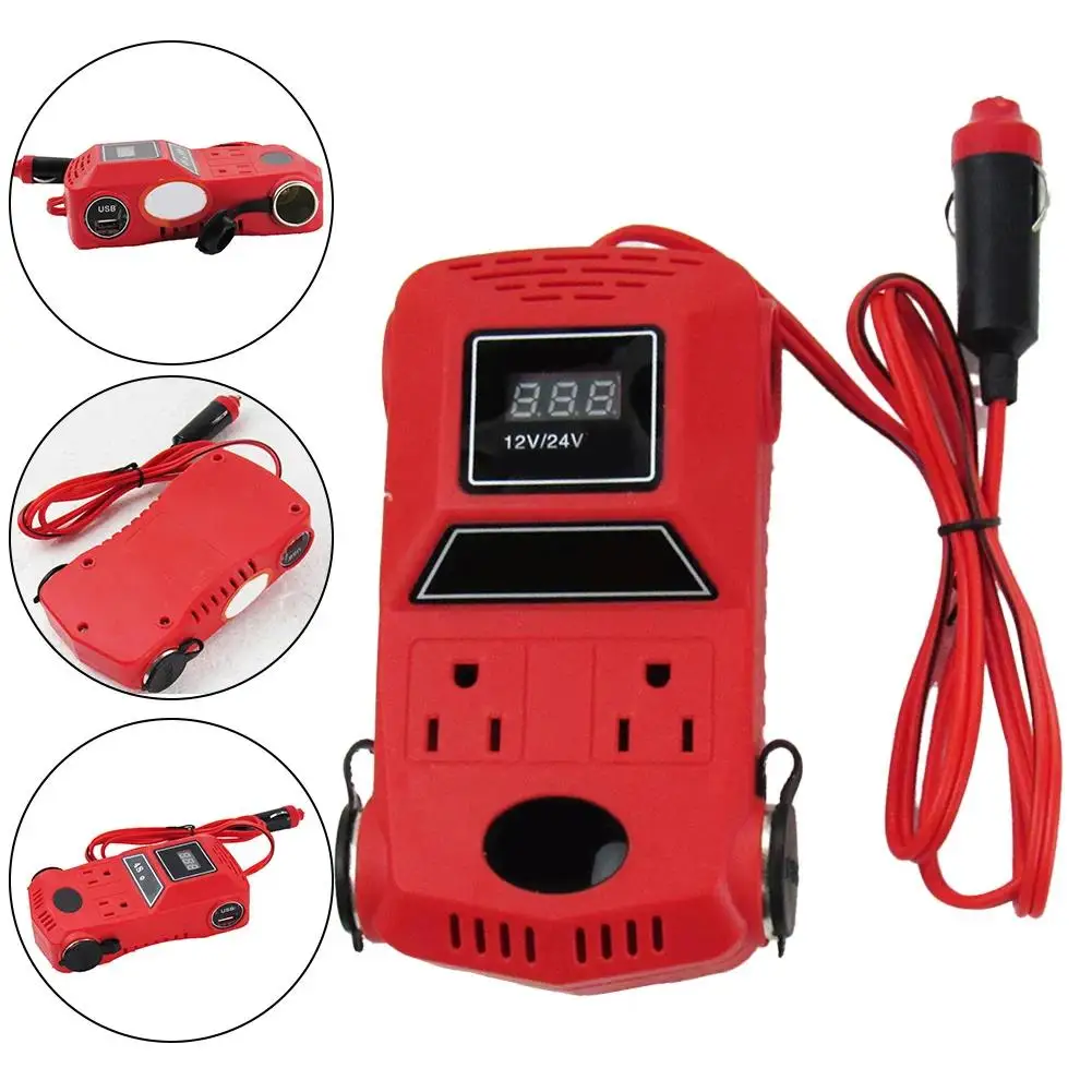 DC 12V To 110V  Car Power Supply Red HC Small Car Model ABS Materia Direct Installation Car Electronics Accessories