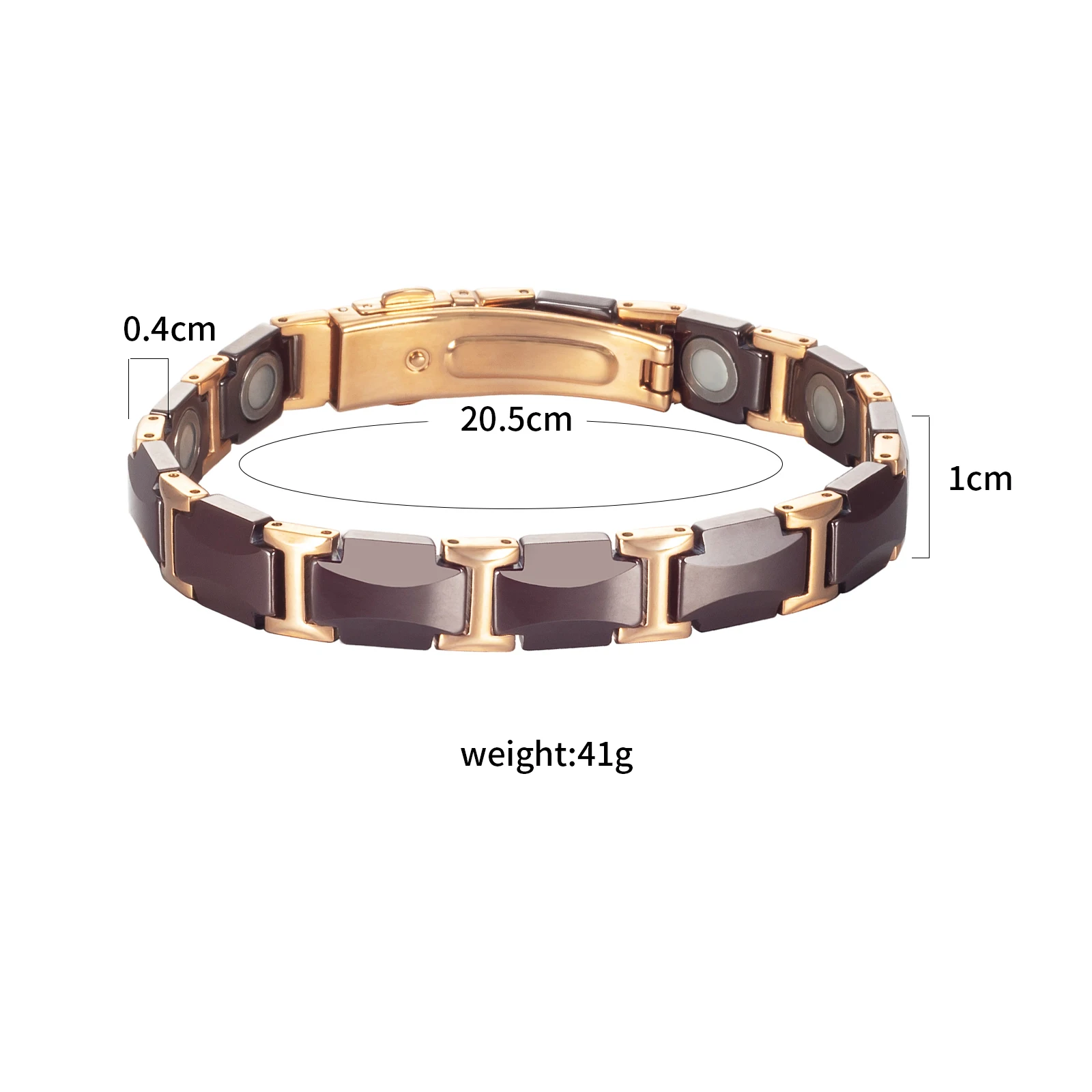 Wollet Ceramic Magnetic Bracelet for Women Men with Magnet Women's Brown and Gold Ceramic Bracelets Jewelry Gift