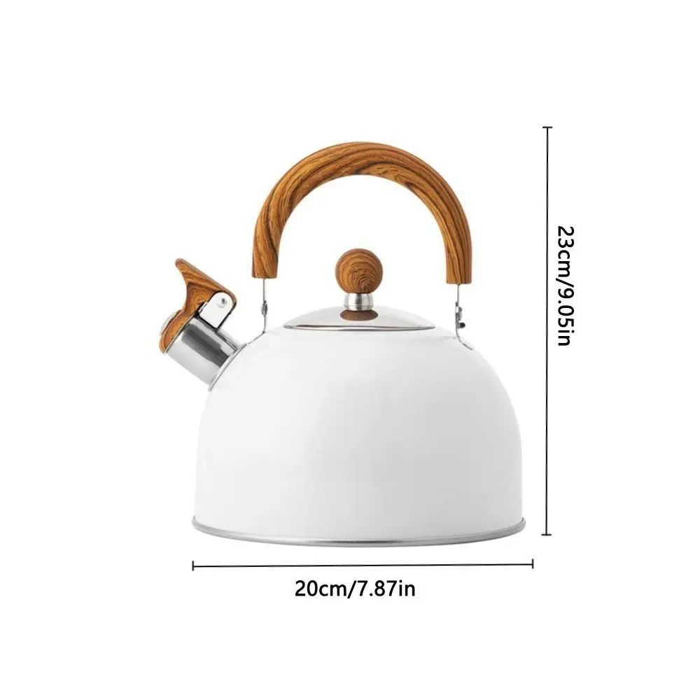 3L Whistling Tea Kettle Thick Stainless Steel Teakettle Teapot with Wooden Handle Compatible with Gas Stoves Induction