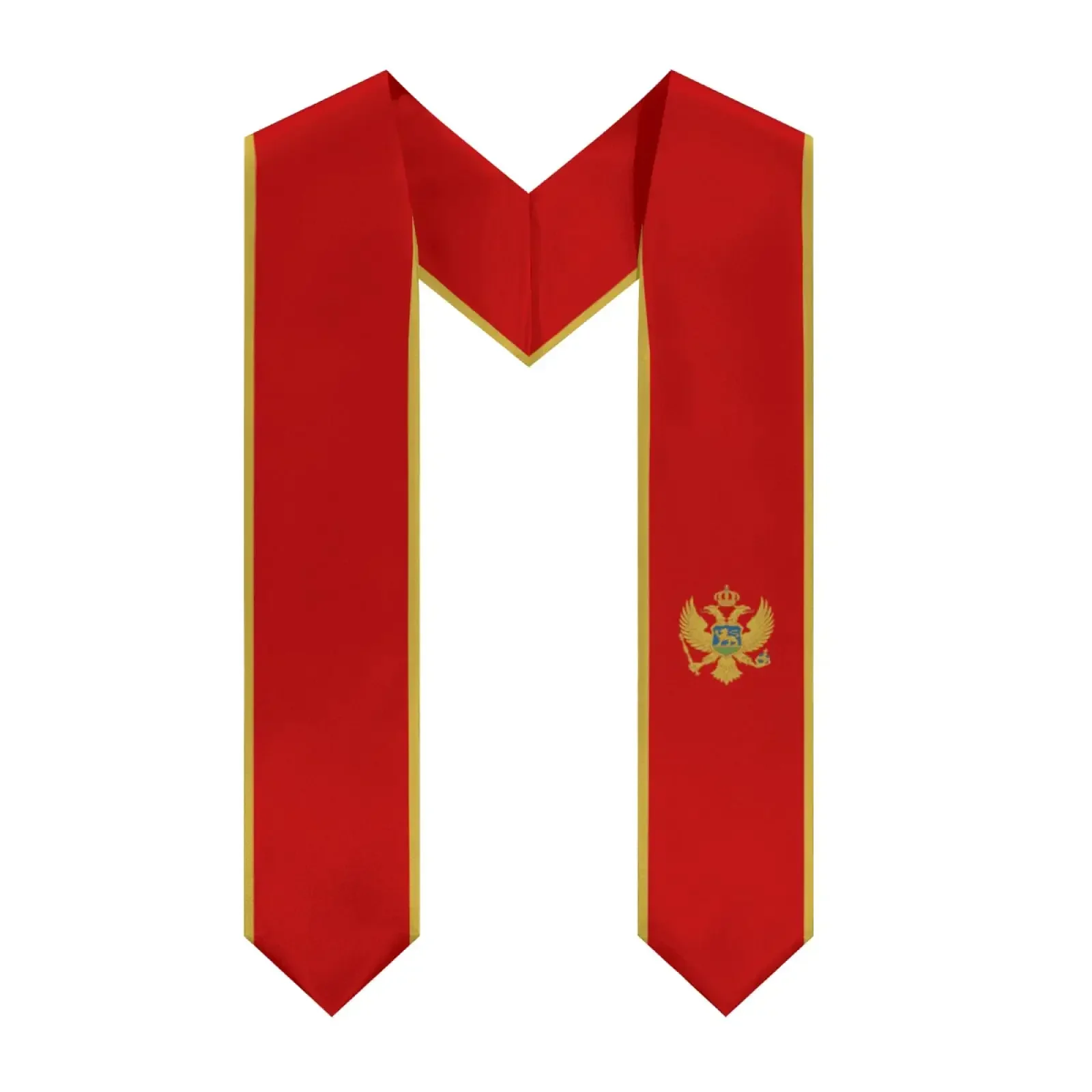 Emblem of Montenegro Graduation Stole Shawl Sash Honor For Study Aboard International Students