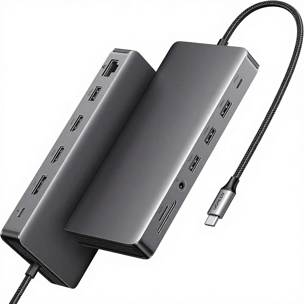 UGREEN Revodok Pro 313 Laptop Docking Station 13 Ports 4K Triple Display USB-C Dual for DP 10Gbps 100W PD Gigabit Ethernet