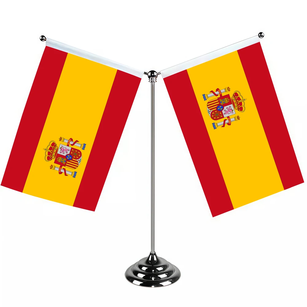 Aerlxemrbrae Metal Stand  14x21cm  Office Desk Flag of Spain Flag Polyester Spanish National Flag Country Banner Desk