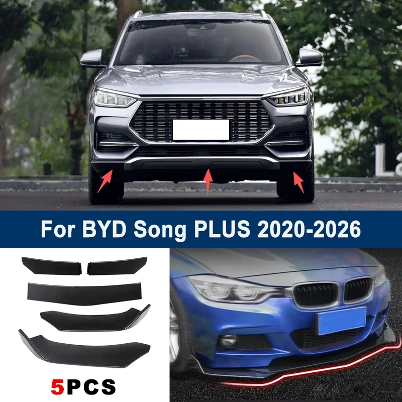 For BYD Song PLUS 2020-2026 model, adjustable 5PCS front bumper lip spoiler protection decorative kit, car body kit