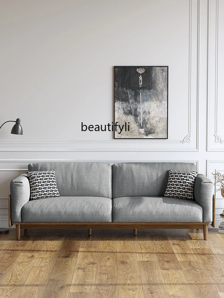 

ss7304 Гостиная Ткань из массива дерева Ремесленный диван Комбинация Простой современный цвет ясеня ореха