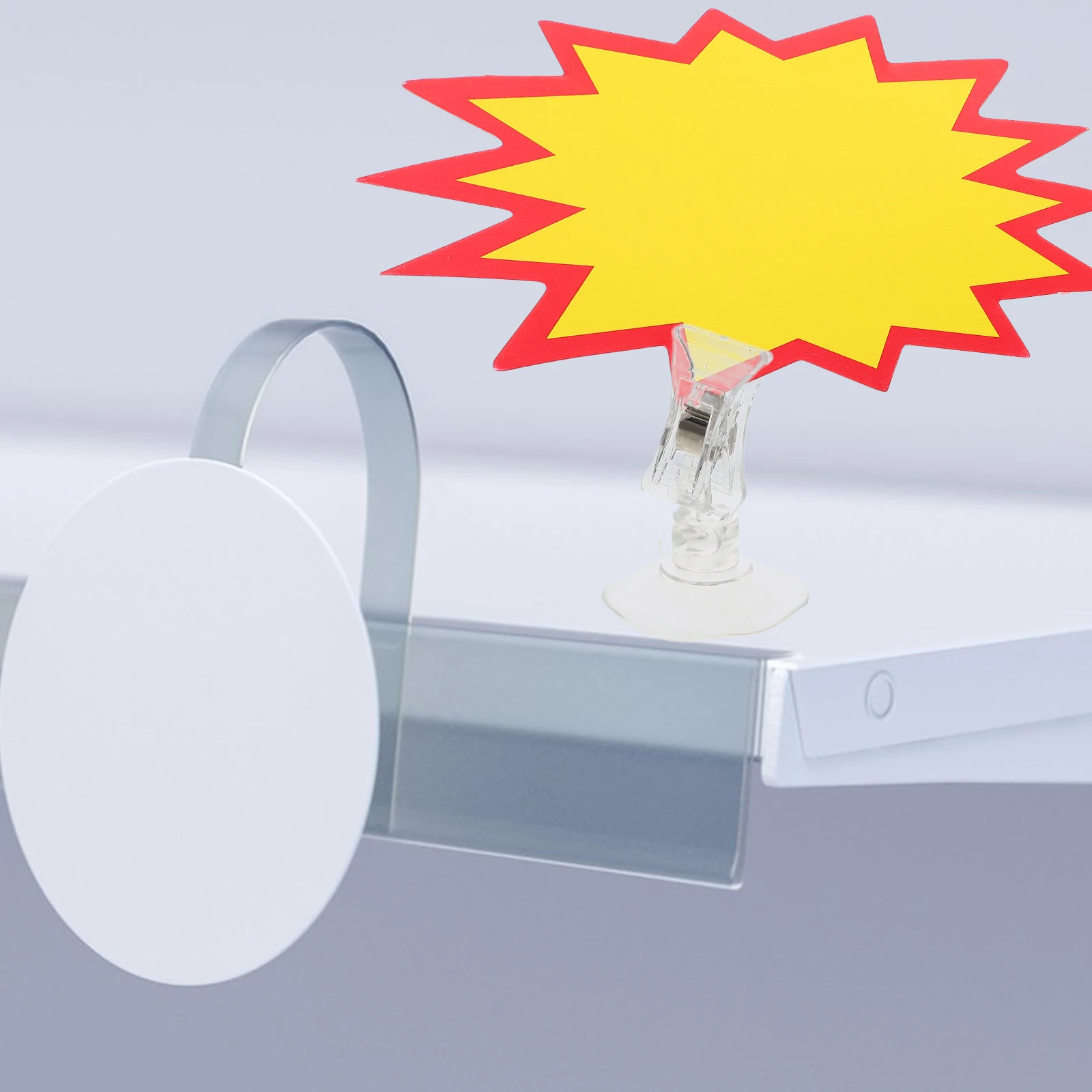 10 Pcs Swing Label Holder Office Clips Large Plastic Suction Cup Clear Sign Merchandise Display