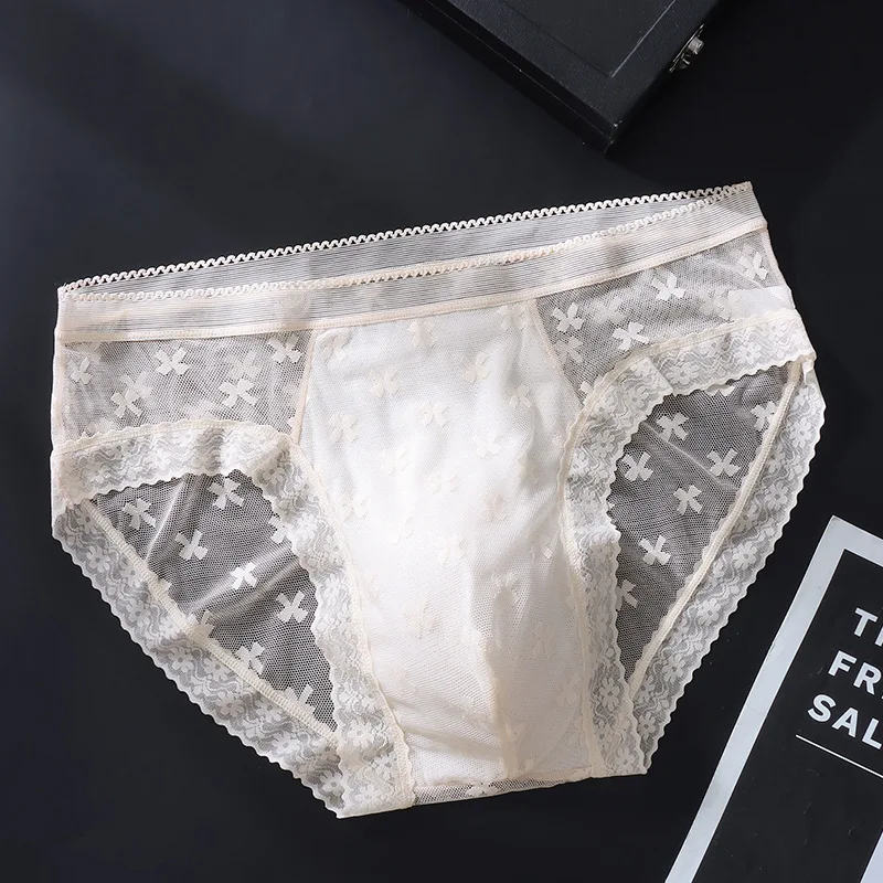 Men's Briefs Sissy Lingerie Sexy Ultra-Thin Lace Mesh Panties 3d Bulge Pouch Underwear See Through Underpants Feminization