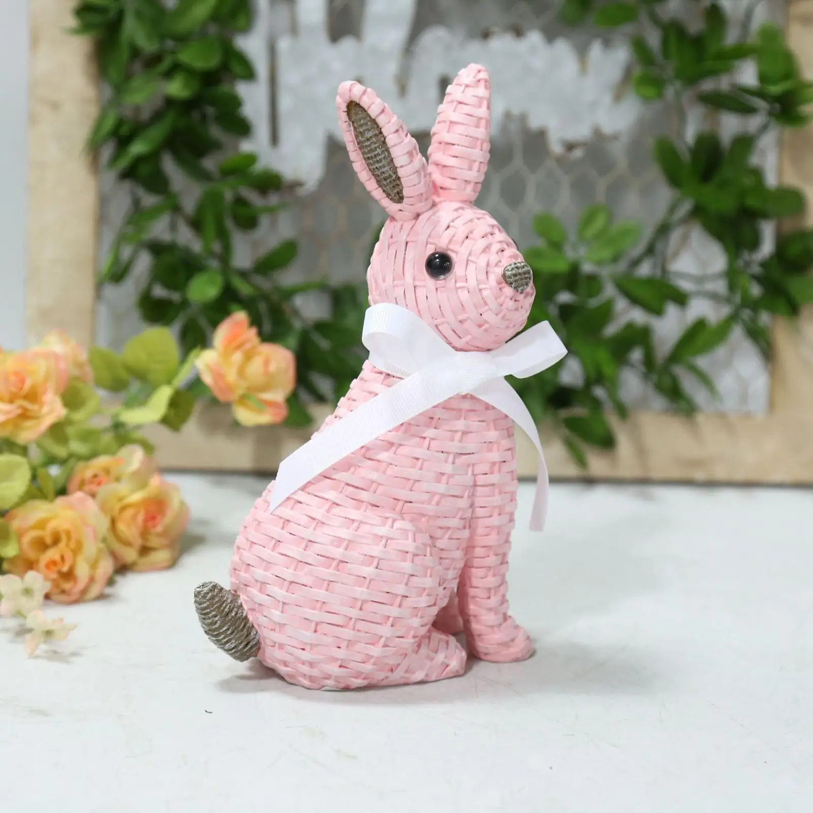 Bunny Figurine Rabbit Sculpture Easter Decoration for Backyard Desktop Art Outdoor Rabbit Sculpture Statue Figurines for Lawn