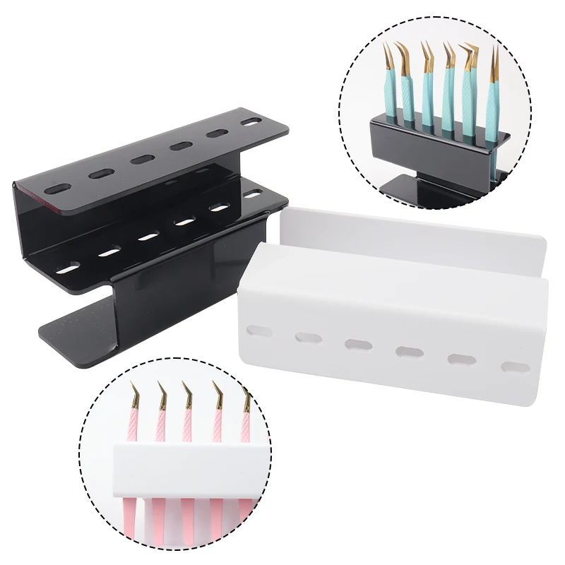 6 fori Pinzette per ciglia in acrilico Rack di stoccaggio Pinzette convenienti Supporto per mensola Tenere l'estensione delle ciglia Strumenti per il trucco di bellezza del tatuaggio