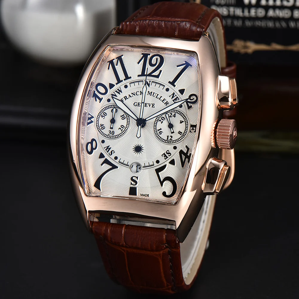 Top FRANCK Original Brand Geneva Watches For Mens Multifunction Chronograph WristWatch Fashion Business Sports AAA Male Clocks