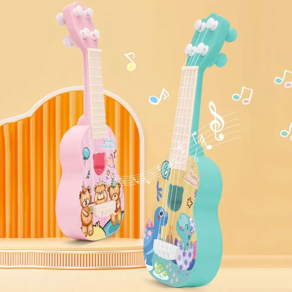 Ukelele de 4 cuerdas para guitarra, perilla de cuerda ajustable de nailon, simulación de ukelele, guitarra pequeña jugable, juguete de actividad para niños