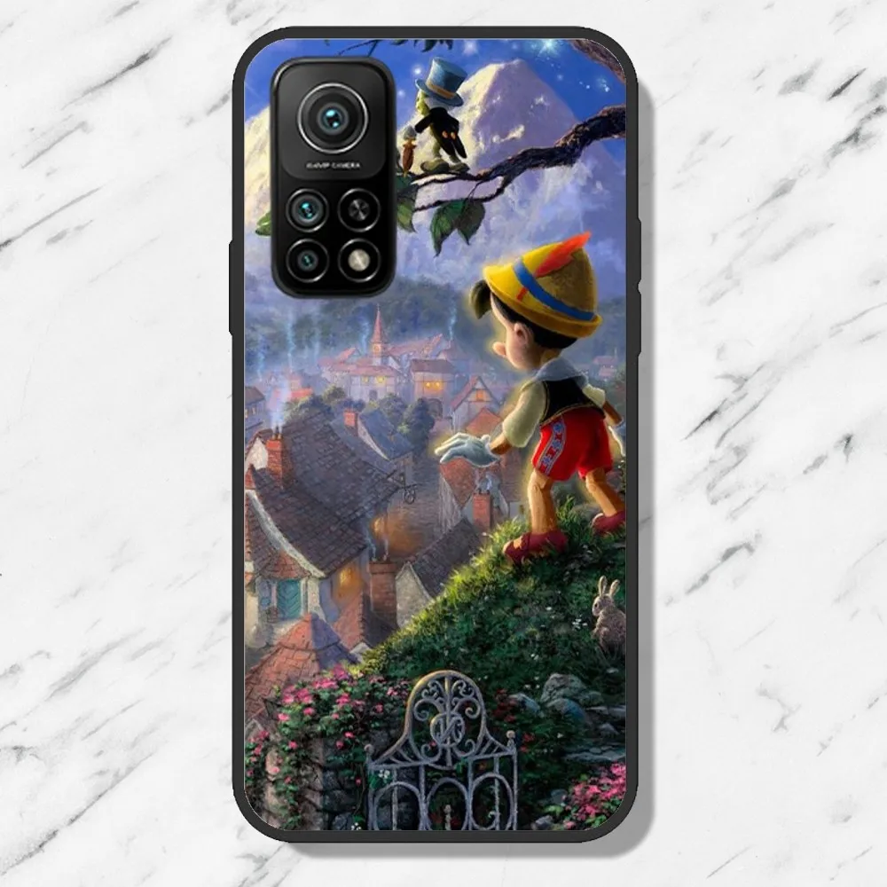 MINISO Funny P-Pinocchio Phone Case For Xiaomi 12U 12pro Redmi 6 6A 7 7A K40pro Note8 Note9 Black Shell