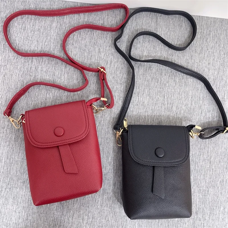 Women Zipper Mobile Phone Bag PU Leather Mini Shoulder Crossbody Bags Fashion Solid Color Small Messenger Bag Flap Coin Wallet