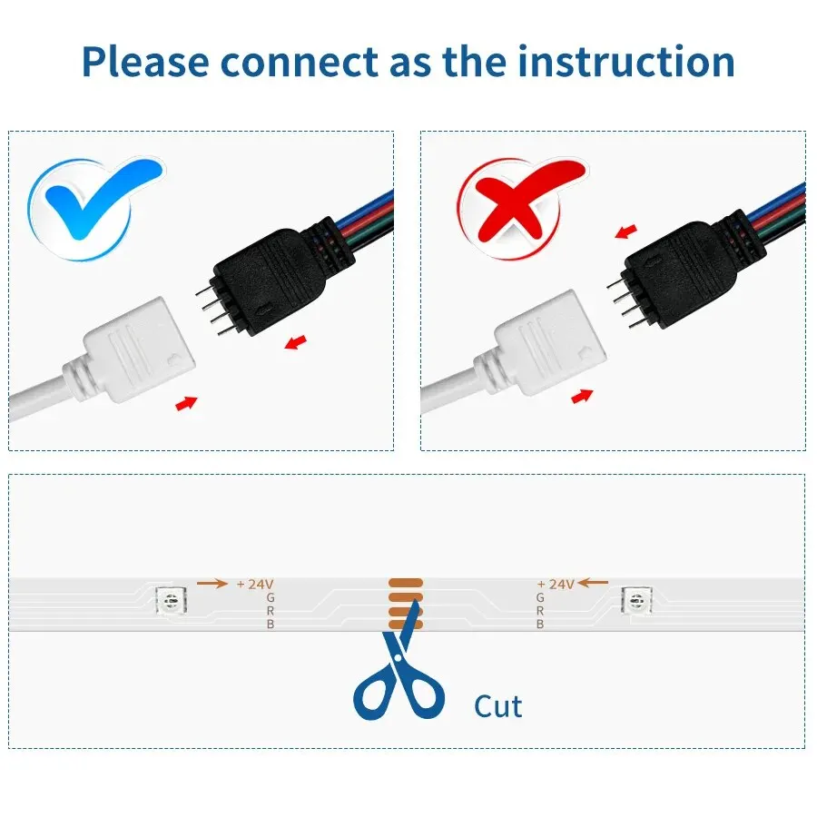 Smart LED Strip Light RGB Tape Flexible Lamp DC 24V SMD 3535 Diode Ribbon Bluetooth APP Control For Home Room Decor TV BackLight