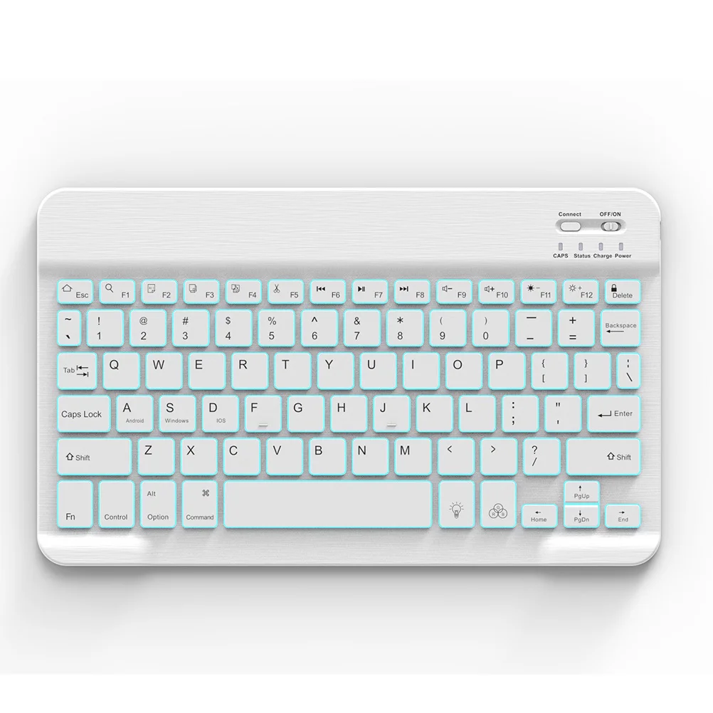 

Компьютерная клавиатура, 10-дюймовая беспроводная клавиатура с красочной подсветкой, портативная для телефона, планшета, путешествий на открытом воздухе