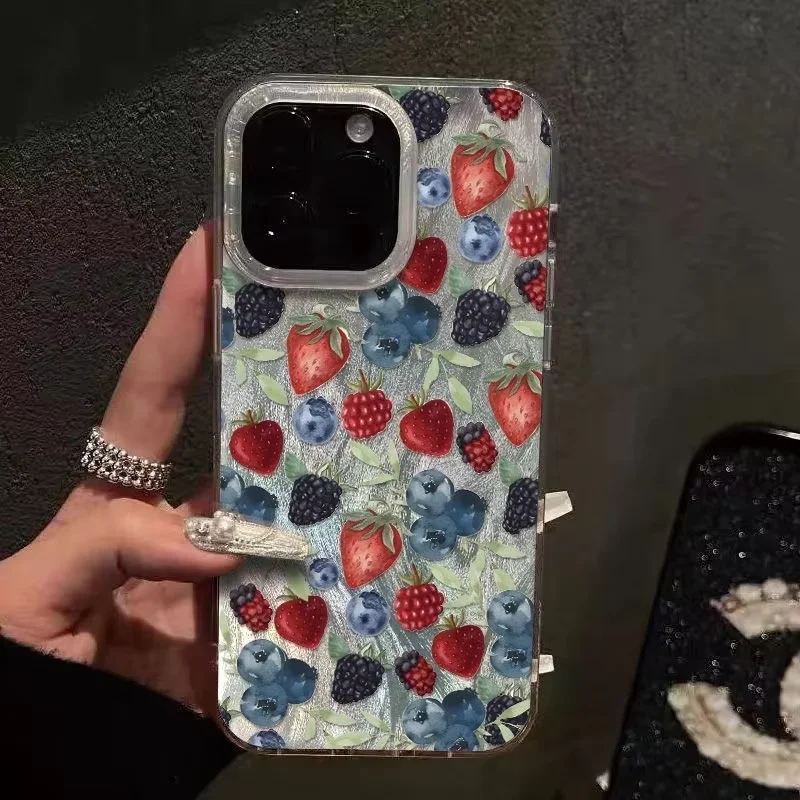 Deluxe Erdbeere Blaubeere Handyhülle für iPhone 17 Air 16 e 15 14 13 12 11 Pro Max Plus SE 2020 2022 Funda Coque