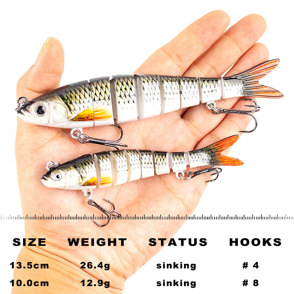 Magnisher 8-Segment Realistic Hard Fishing Lure 13.5cm/10cm Jointed Swimbait Lifelike Action Slow Sink Bait Fresh/Salt Water image 2