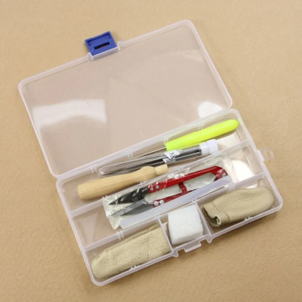 ورأى الصوف عدة إبرة التلبيد أداة مجموعة التلبيد وسادة الإبر مقص مقبض خشبي Awl غطاء للأصابع عصا لصق المحمولة