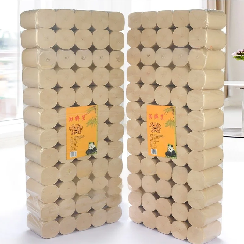 Large Pa Bamboo Pulp Toilet Paper 30 Rolls 60 Rolls Home Use Roll Towel Strong Wet Water Resistance No Fraance from China