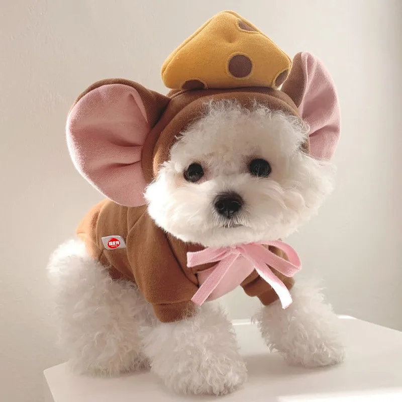 Two Feet Hoodie for Dogs and Cats, Kawaii Cartoon, Bear, Pig, Mushroom Design, Outdoor Warm Role Play Clothes, Pet Clothes, Autu