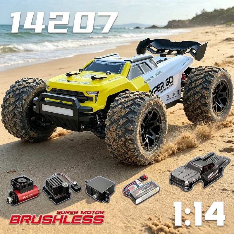 MJX 14207 1:14 Brushless Remote Control Four-Wheel Drive Drift Off-Road Vehicle 2.4g High-Speed Car Pc Dual Shell Model RC Toy