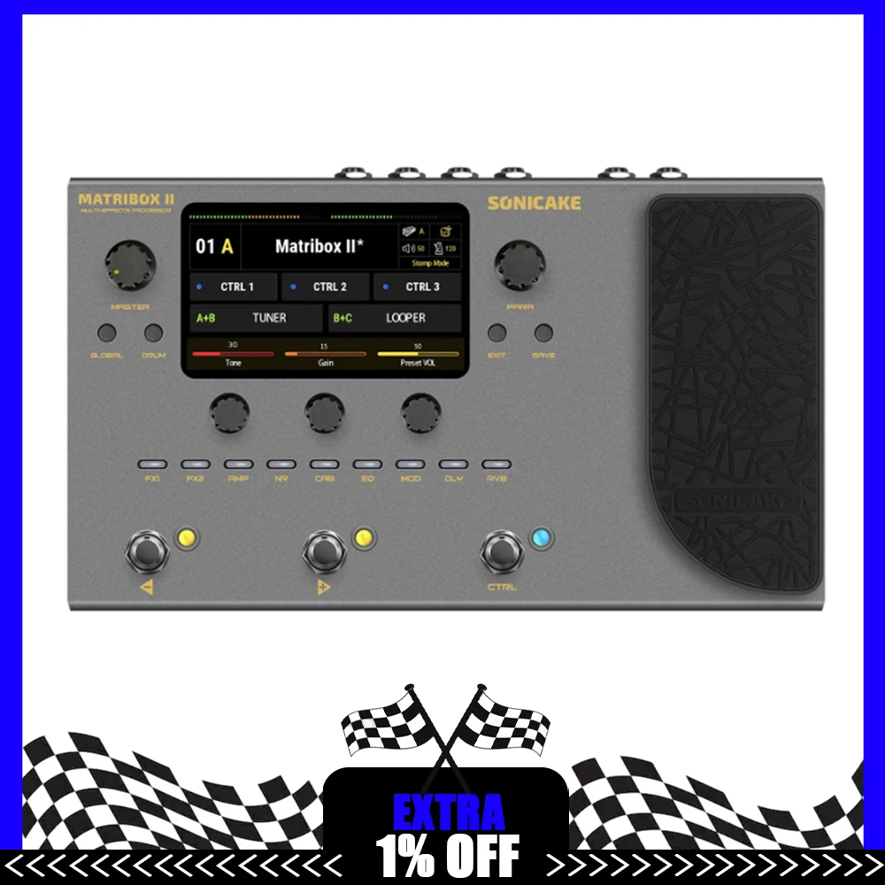 SONICAKE Matribox II, новый гитарный бас-усилитель, моделирующий мультиэффектный процессор с педалью экспрессии, петля FX, MIDI, стерео, USB, подарки