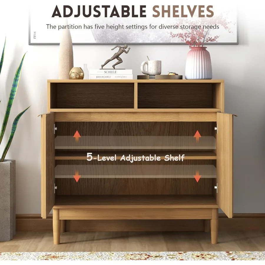 خزانة بوفيه مع خزانة تخزين مخددة، خزانة جانبية مع أرفف قابلة للتعديل، 35 خزانة تخزين بوفيه مطبخ كبيرة مع #5