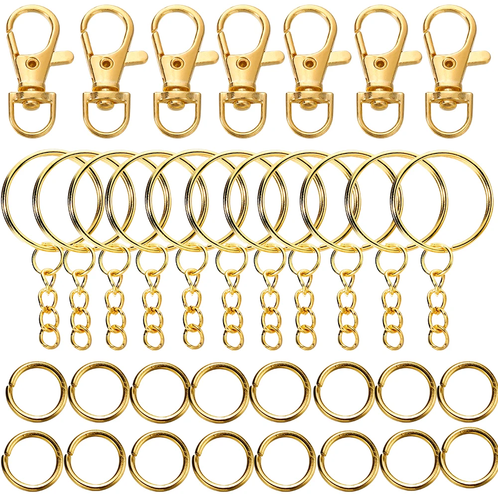 70Pcs/Lot Swivel Snap Hook Key Rings with Chain Jump Rings Connectors for DIY Keychain Lanyard Jewelry Making Accessories Kits