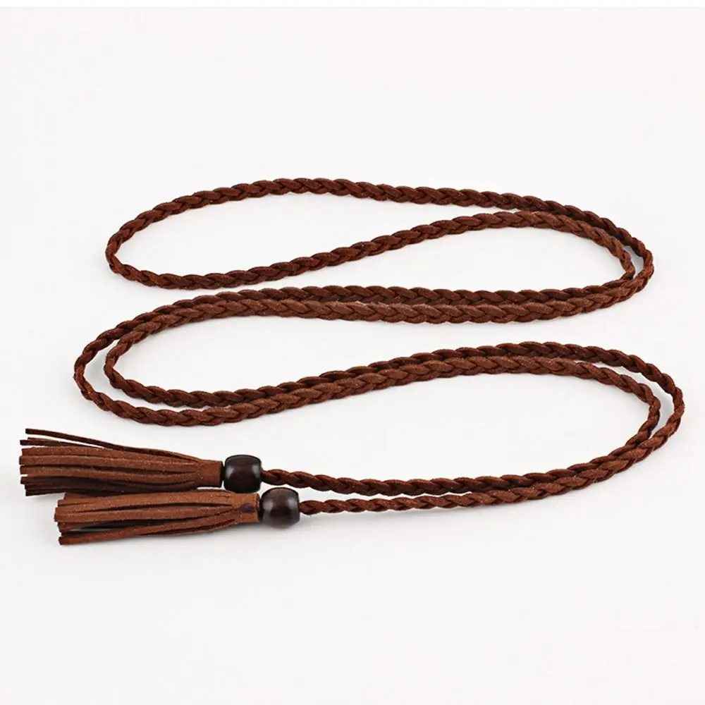Bohemian Wooden Bead DIY Dress Waistbands Accessories Ethnic Style Belts Waist Rope Women Waist Chain Braided Tassel Belt