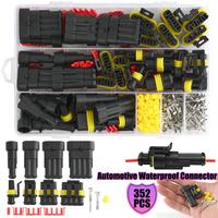 352pcs HID Waterproof Connectors 1/2/3/4 Pin 26 Sets Car Electrical Wire Connector Plug Truck Harness 300V 12A Dropship Set Kit