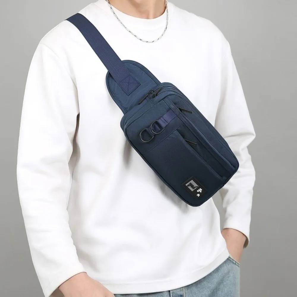 

Shoulder Bag Men Crossbody Bag Large Capacity Phone Pouch Nylon Waist Bag with Multiple Pockets Zipper Chest Bag Student