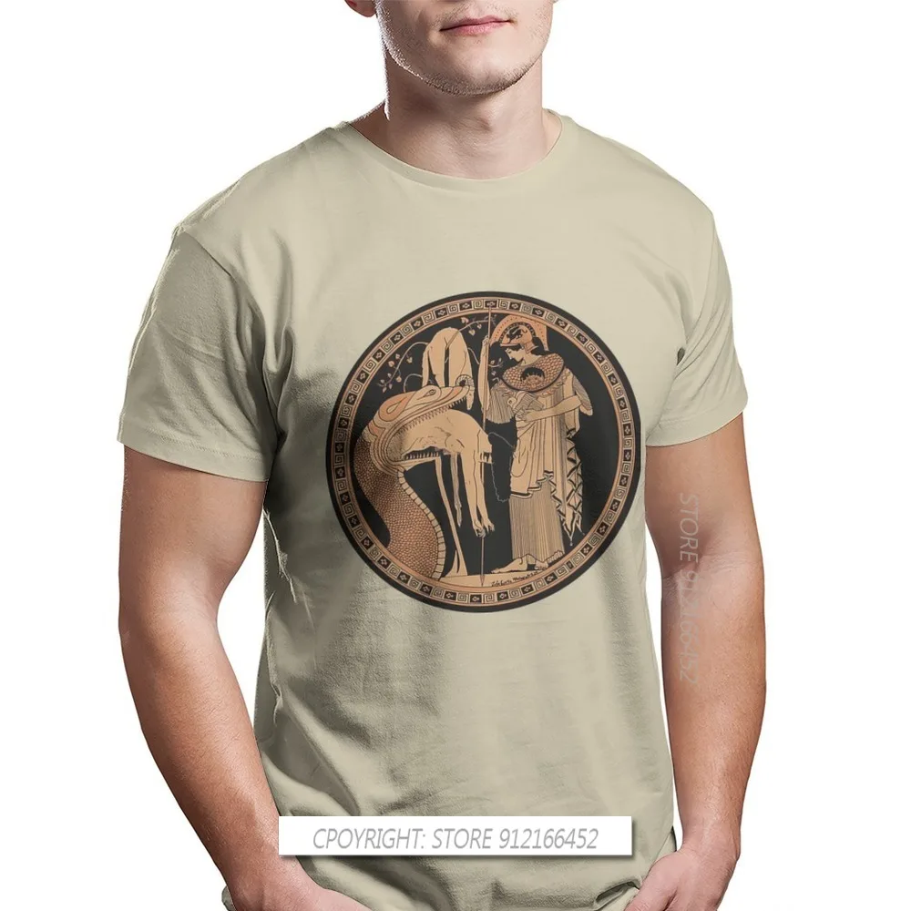 Men Greek Mythology Ares Ancient Folklore Ofertas T-Shirt Athena And The Serpent Of Colchis Pure Cotton Graphic Streetwear