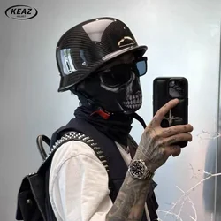 Newest Trend Motocycle Helmets Carbon Fiber Half Face Helmet Ultra Lightweight Carbon Shell Safety Cap DOT Approved 1/2 Helmet