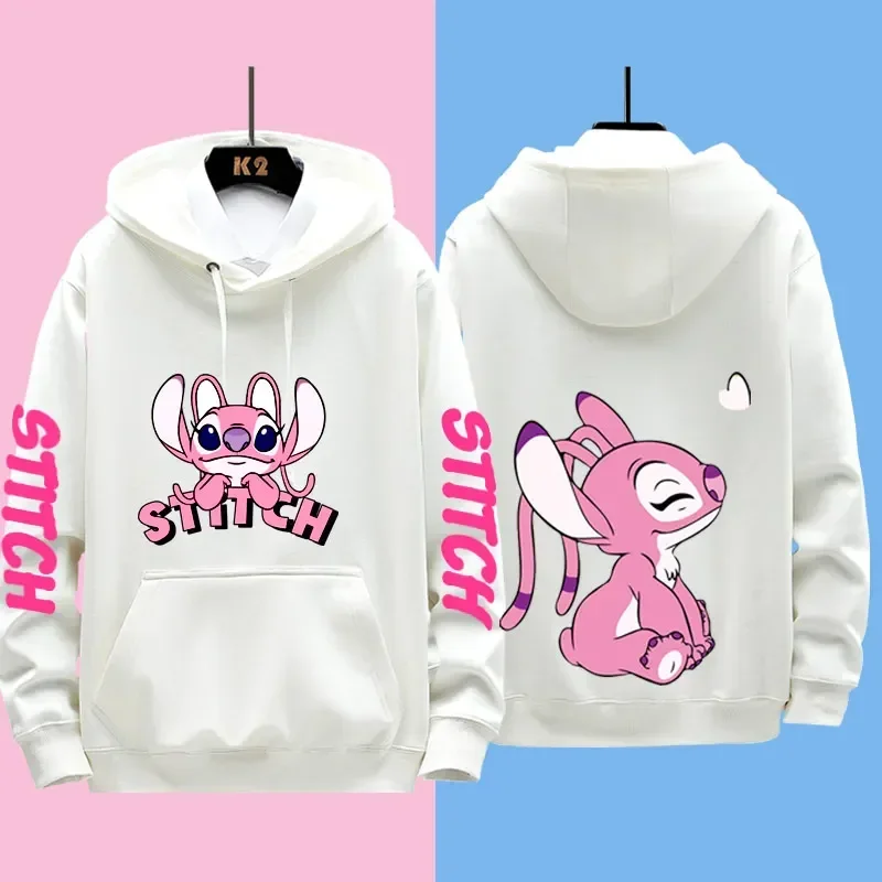 Disney Stitch Pattern Couples Wear Men and Women Casual Sweatshirts Autumn and Winter Warm Loose Hooded Jackets and Clothes