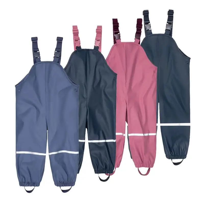 

Children's Fleece Lined Rain Pants with Straps Waterproof Breathable Unisex Toddler Kindergarten Student Full Body Rain Gear