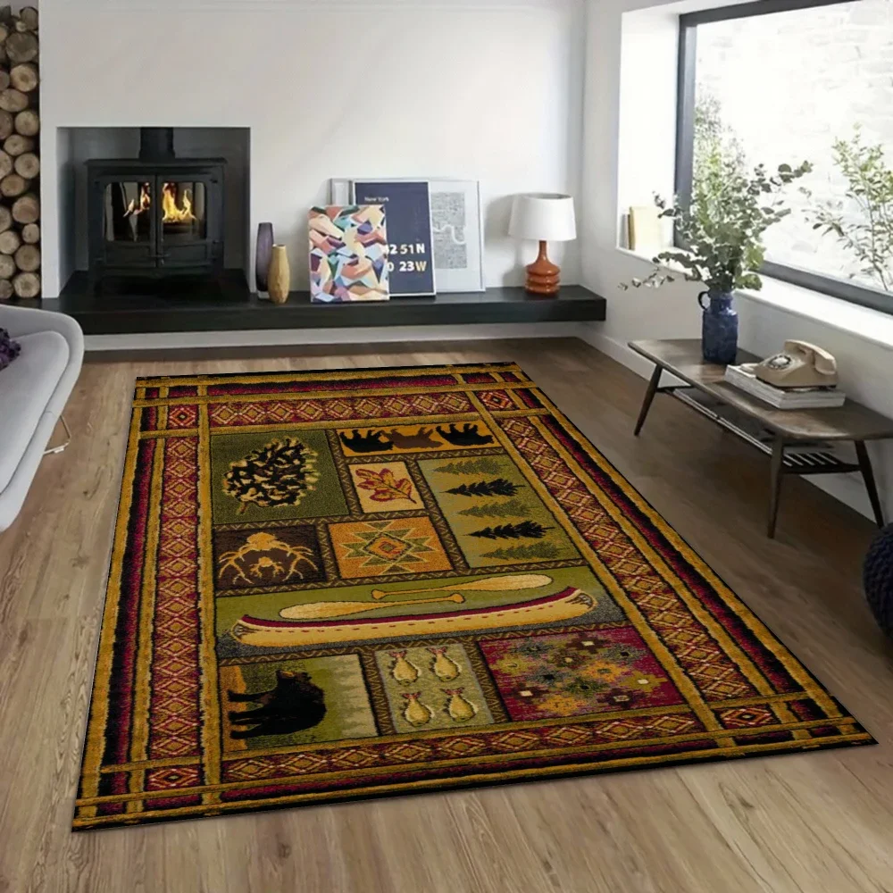 Patchwork Plaid Area Rug, Multi-Pattern Geometric Carpet for Living Room, Reversible Non-Slip Floor Dorm Bedroom Eclectic Decor