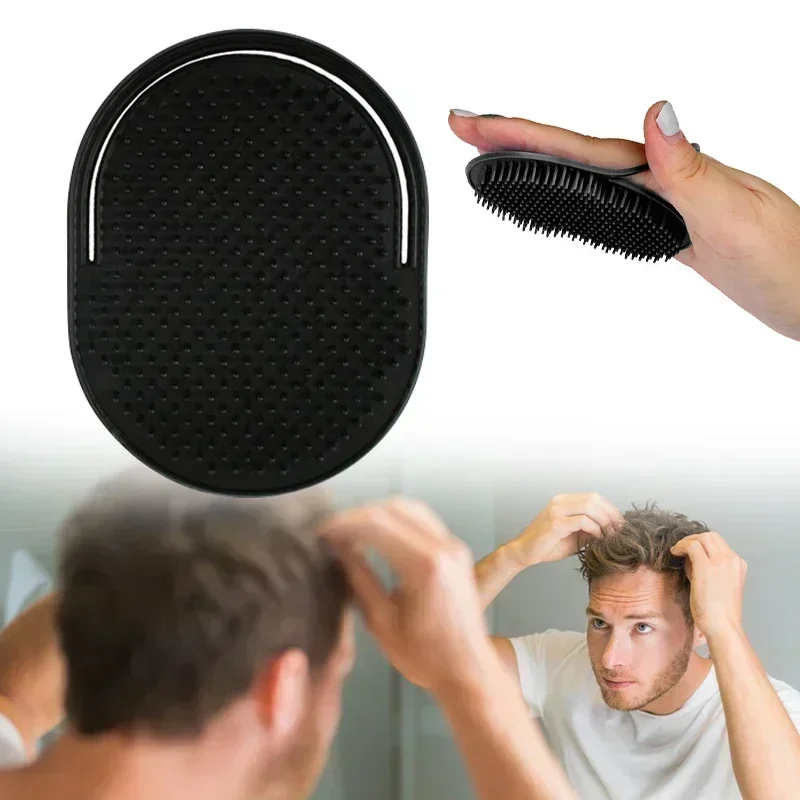 1 PCS Small Round Shampoo Comb Pocket Men Beard Mustache Palm Scalp Massage Black Hair Care Travel Portable Brush Styling Tools