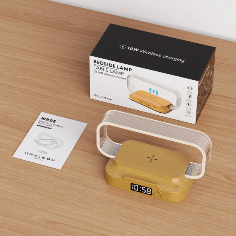 Infinite Touch Light with 15W Wireless Charging, Digital Clock, and Phone Holder - 3 Color Temperatures & Adjustable Brightness,