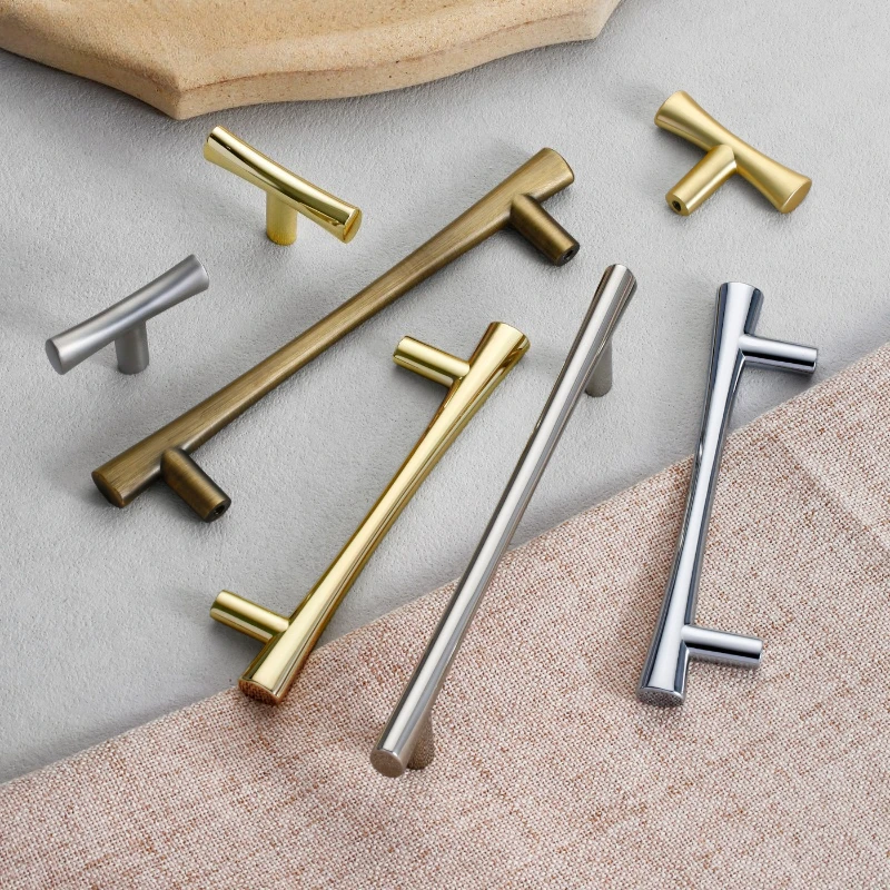 Bright Gold Solid Cabinet Handles Minimalist Kitchen Furniture Pulls Single Hole Drawer Knobs Wardrobe TV Cabinet Door Handles