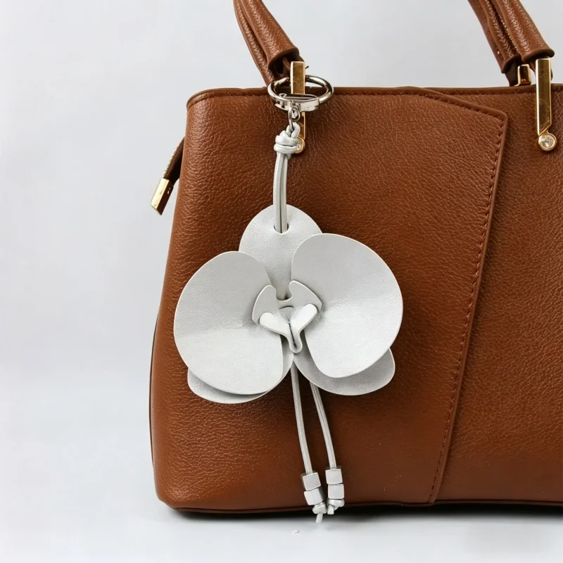 Exquisite Simulation Flower Phalaenopsis Orchid Keychain Backpack Pendant Decoration Accessories Car Key Ring Gifts