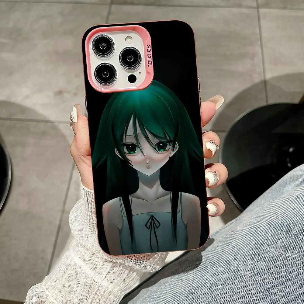 Saya no Uta حافظة هاتف محمول لهاتف آيفون 17 16 15 14 13 12 11 X XR XS 8 7 Pro Max Plus غطاء وردي شفاف للهاتف الذكي جميل