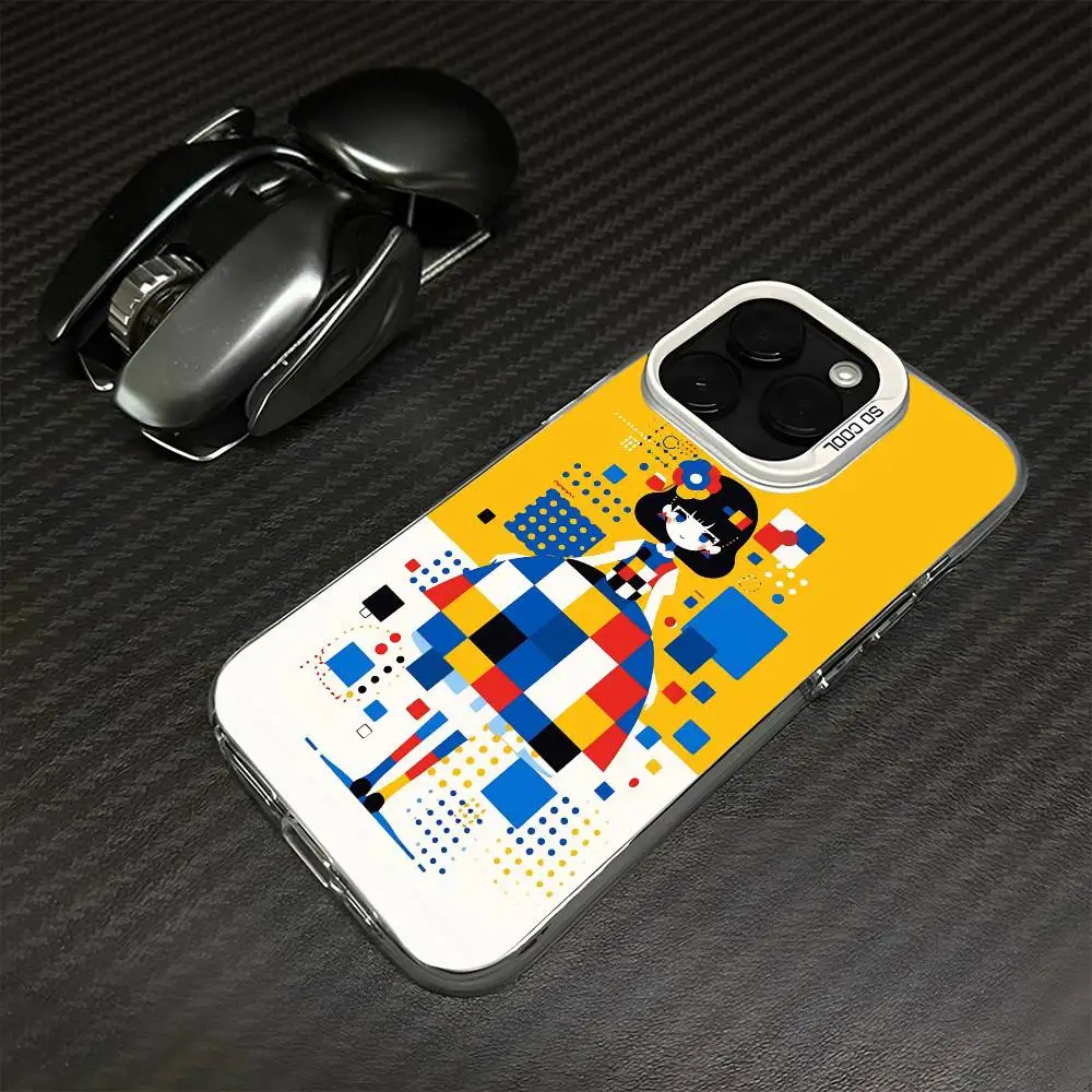 Mondrian Color Square Art Phone Case For iPhone 16,15,14,13,12,11,Mini,Pro,MAX White Matte Shockproof Cover