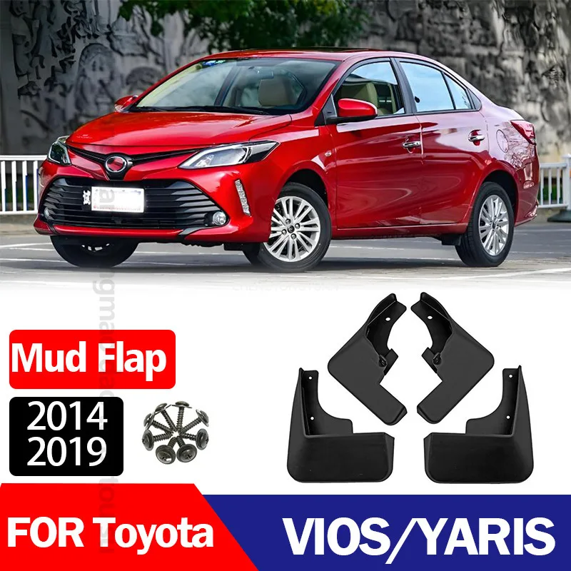 Mudflaps Mudguards Fit for Toyota Vios Yaris FS 2014-2018 Mudguards Tire Fenders Mud Flaps Wheel Guards Accessories 4x Tyre