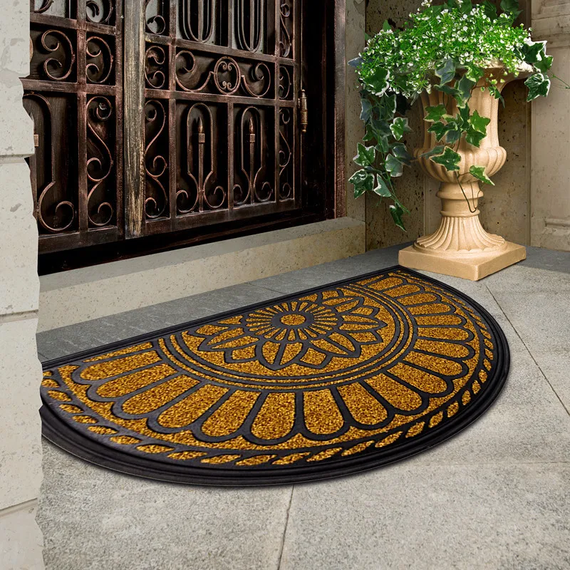

European Style Entrance Door Semi-circular Rubber Floor Mat, Dirt Resistant and Easy To Maintain Carpet, Household Anti Slip Mat