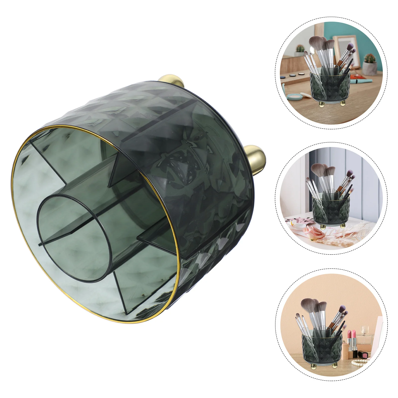 Rotary Pen Holder 360 Degree Rotatable Makeup Brush Container Pen and Pencil Organizer Desktop Storage Box for Office School